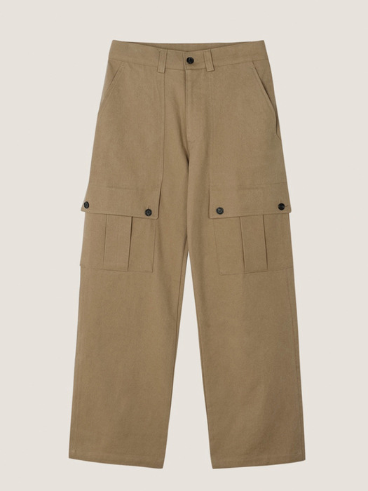 Button Cargo Pants Beige