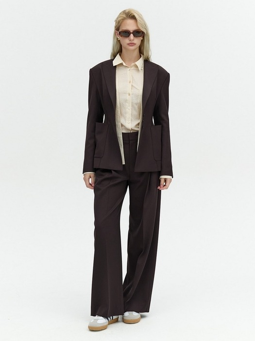 [단독] WIDE-LEG WOOL TUCK PANTS_WINE