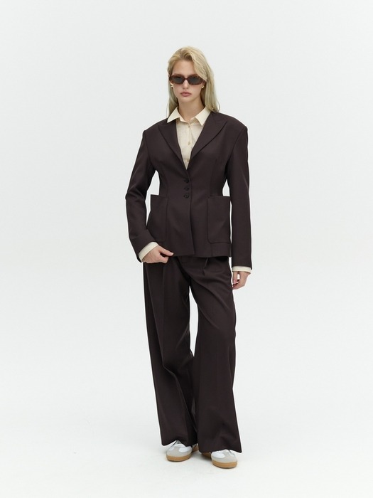 [단독] WIDE-LEG WOOL TUCK PANTS_WINE