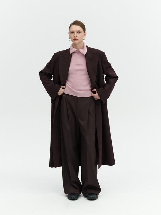 [단독] WIDE-LEG WOOL TUCK PANTS_WINE