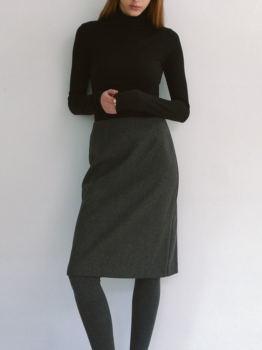 Slit Semi A-line Midi Skirt - Gray