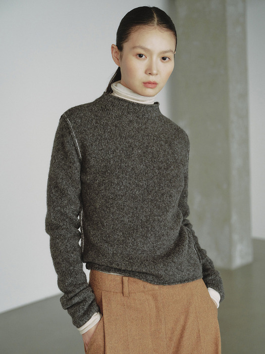 STITCH TURTLE KNIT_KHAKI GREY