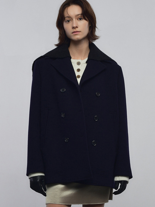 KNIT SAILOR WOOL PEACOAT(NAVY)