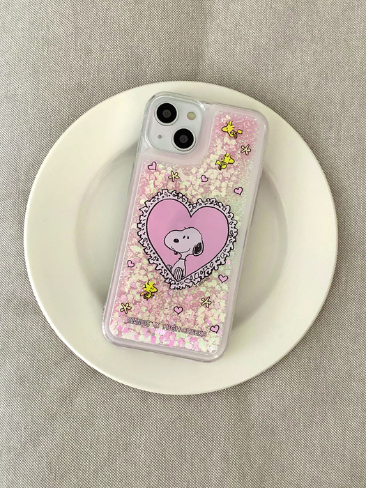 heart snoopy pink glitter case_HC2512GP004O