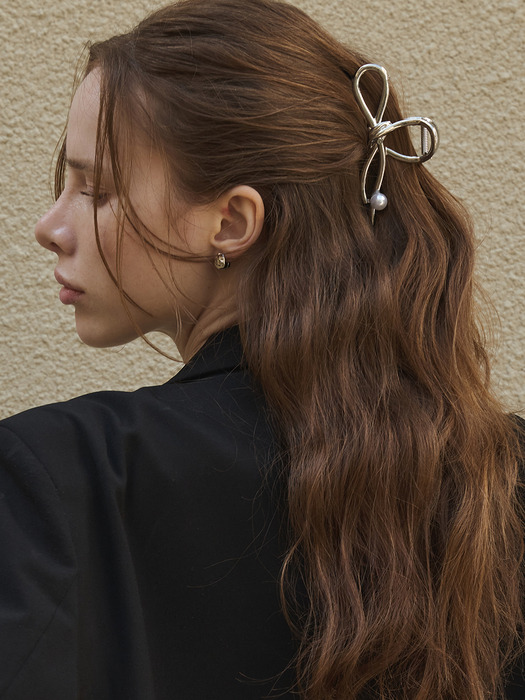 [단독]Pearl ribbon knot hair claw clip_6 colors