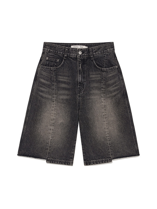 HEM POINT BERMUDA DENIM PANTS FOR WOMEN IN CHARCOAL - Image 3