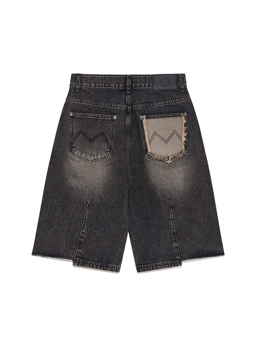 HEM POINT BERMUDA DENIM PANTS FOR WOMEN IN CHARCOAL - Image 1