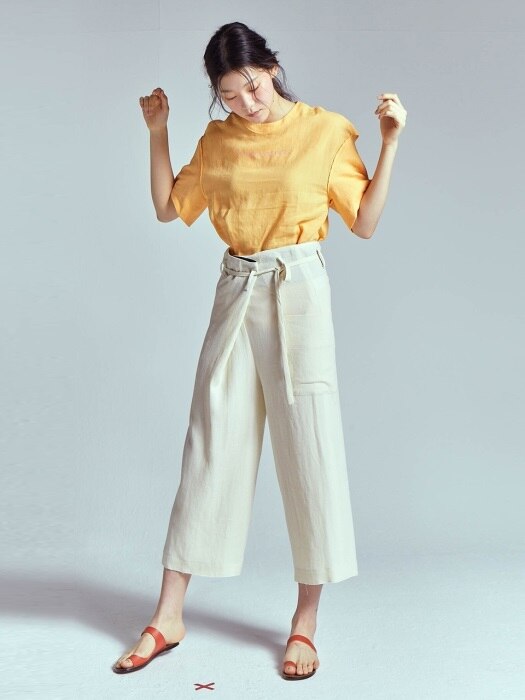 DROP SLEEVE LINEN BLOUSE [ORANGE]