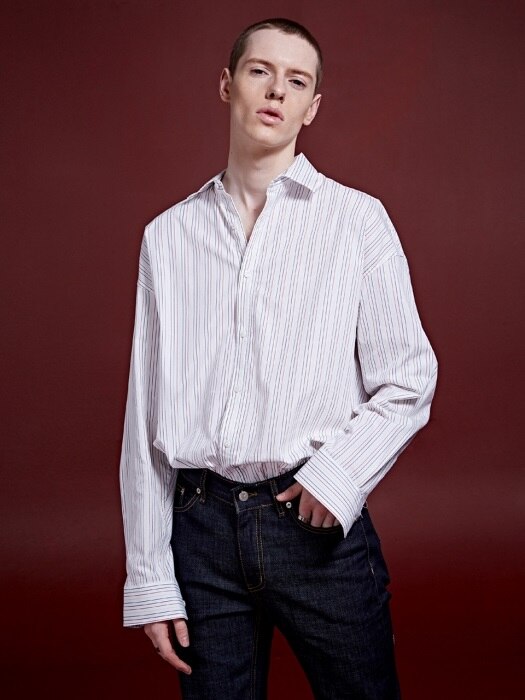 MULTI STRIPE OVER-FIT SHIRTS_IVORY