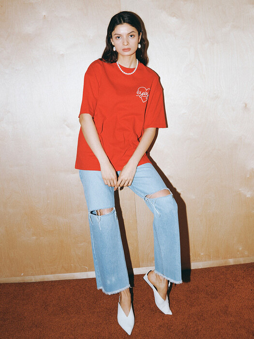 [UNISEX] EYEYE CALLIGRAPHIC HEART T SHIRT_RED (EEOG2RSR11W)