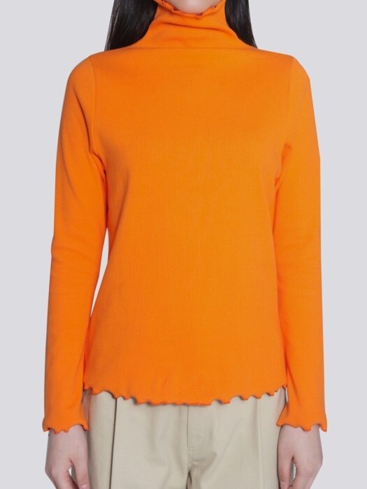 WRINKLE TURTLENECK T-SHIRT / ORANGE