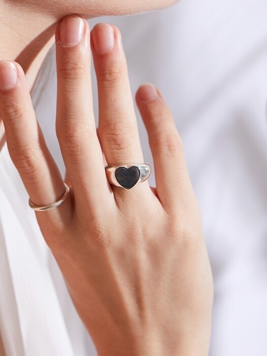 HEART STAMP SILVER RING (SILVER)