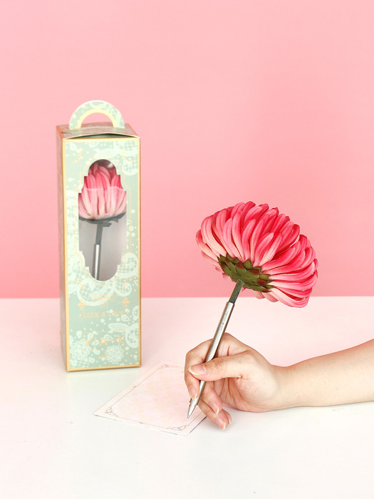 pink chrysanthemum flower pen