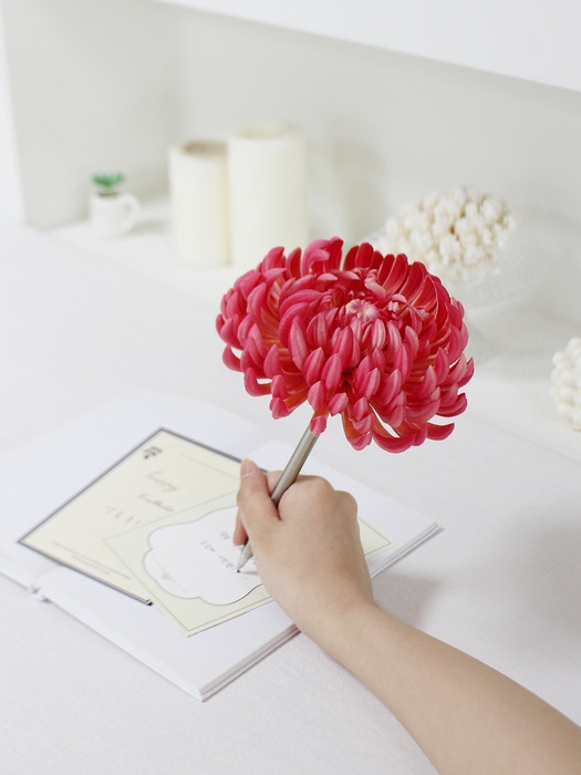 pink chrysanthemum flower pen