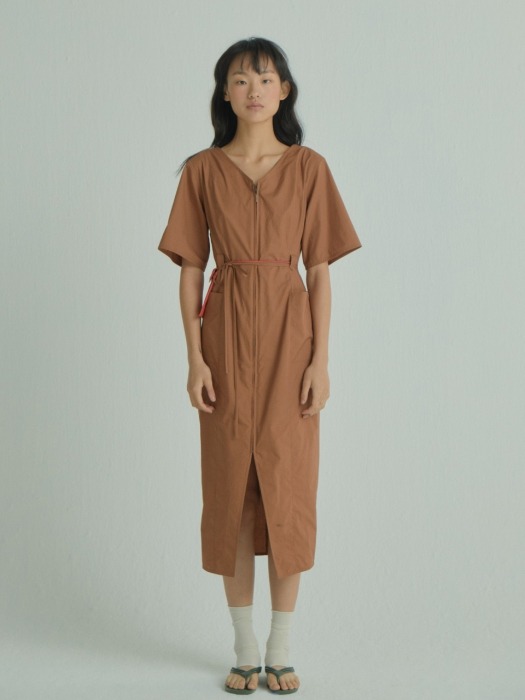 X U layered Dress_Brown