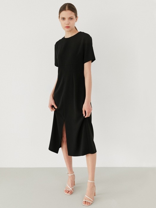 simple slit dress-black