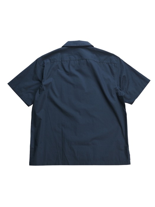 19SS OPEN COLLAR BIG POCKET HALF SHIRT NAVY