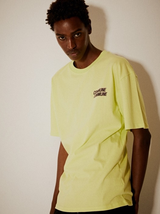 레트로 프린트 티셔츠(남여공용) 네온 옐로우