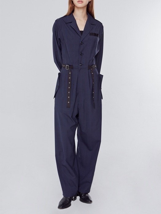 Navy Belt Detail Jumpsuit