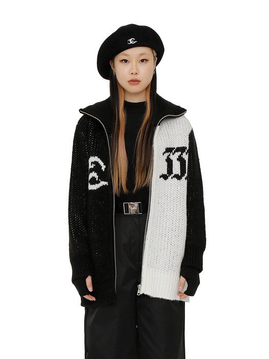 C COWICHAN ZIP-UP CARDIGAN_BLACK