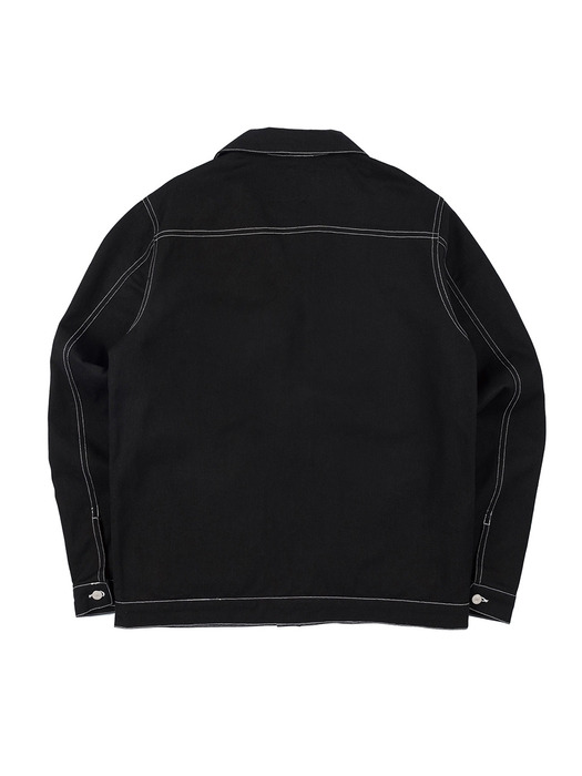 STITCH POINT TWILL TRUCKER JACKET (BLACK)