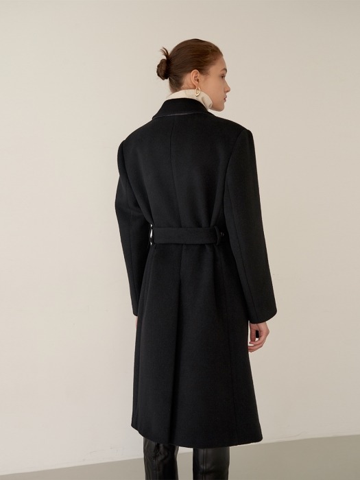 MAGO Masculine Tailored Belted Coat_Black(CASHMERE)