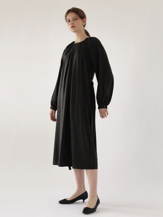 Wave pleated dress - Black