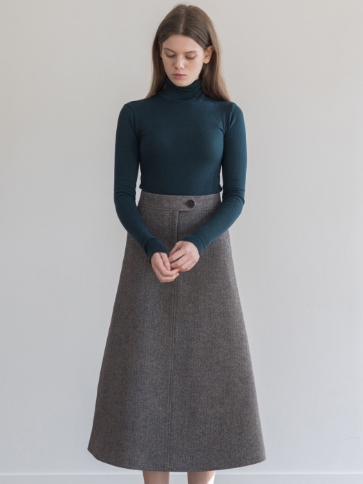 [19FW]A-line Herringbone Wool Skirt