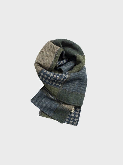 L19-5 Check Wool Muffler #Khaki