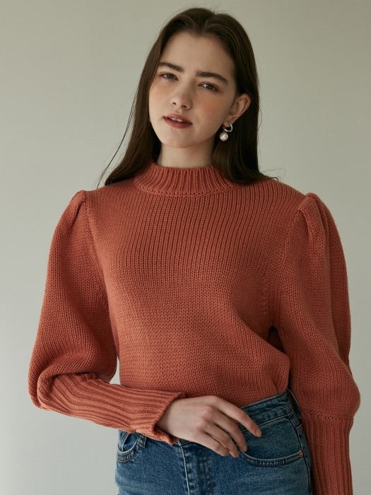 iuw546 puff long sleeve knit (orange)