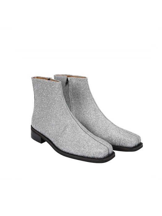 SILVER GLITTER ANKLE BOOTS
