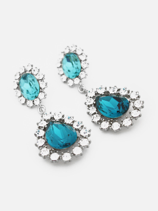 Double Color Crystal `drop` Earrings