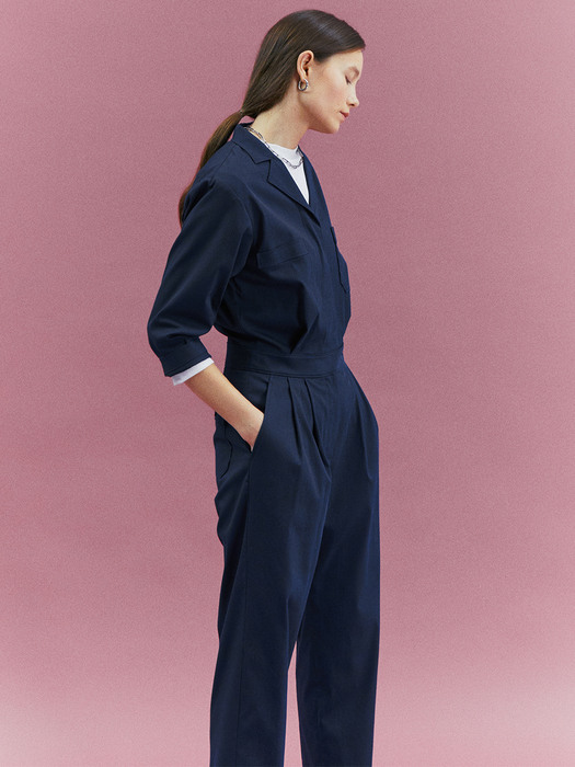 [Classy Cotton] Open Collar Jumpsuit_2colors