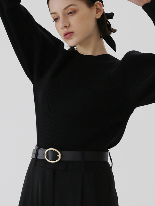 OVAL BELT / LEATHER / BLACK