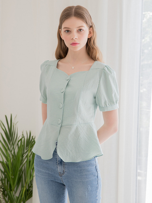 Hound Check Flare Blouse Mint