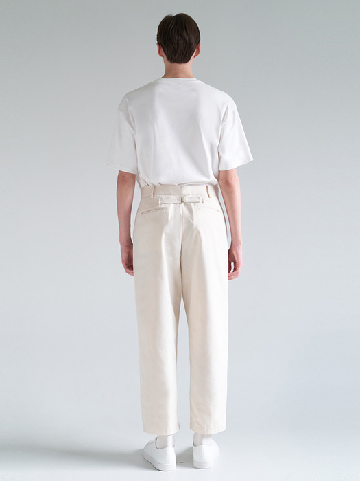 double pocket tuck chino pants ivory