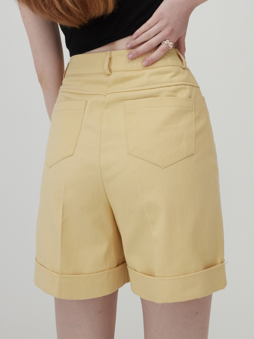 MG0S HIGH WAISTED COTTON SHORTS (YELLOW)