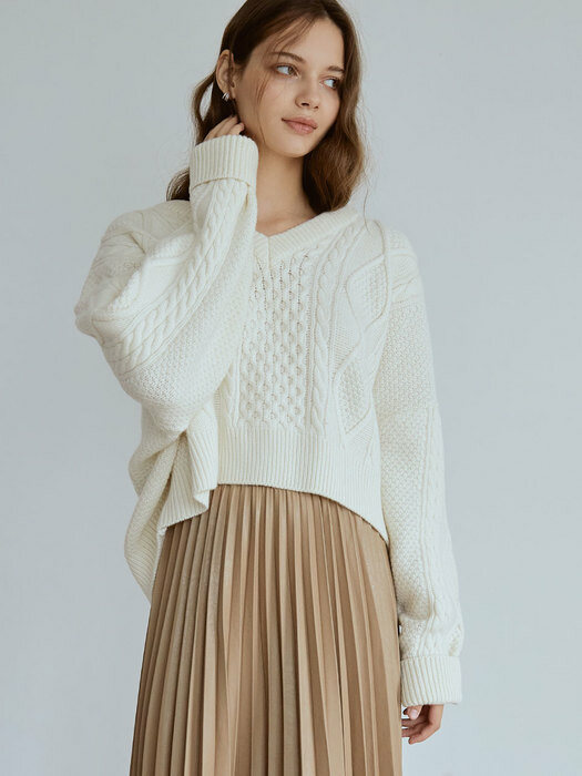 Cable Crop Wool Knit(Ivory)