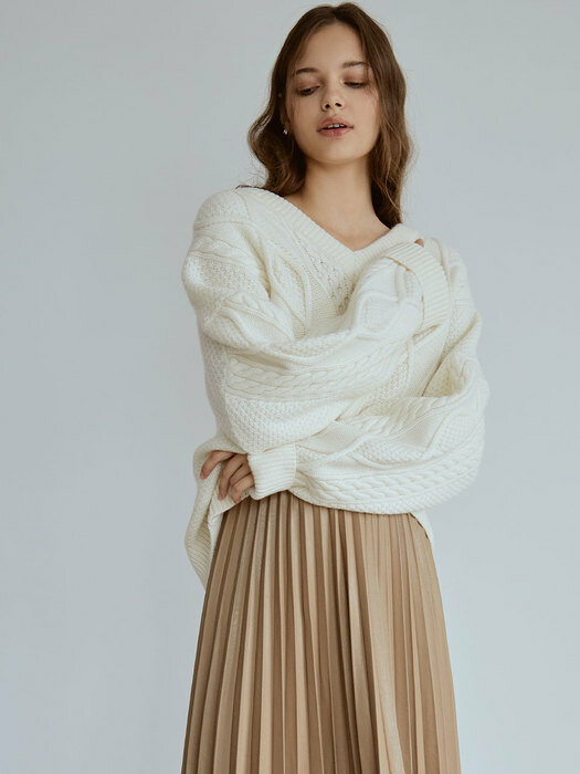 Cable Crop Wool Knit(Ivory)