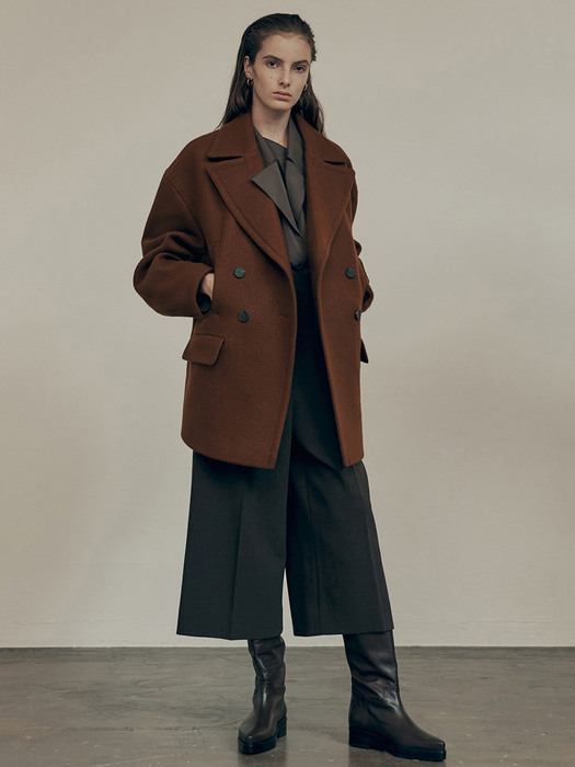 20FW DOUBLE PEACOAT - BROWN