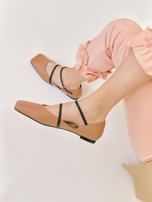 [EXCLUSIVE]2 Strap Square-toe Flats/ Rose Pink