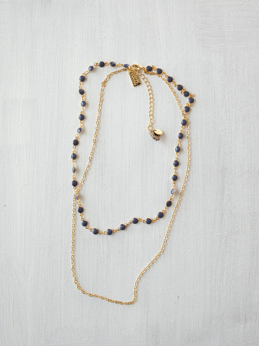 Blue iris dot chain layered necklace