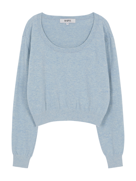 Round Neck Crop Knit in Blue_VK0WP2650