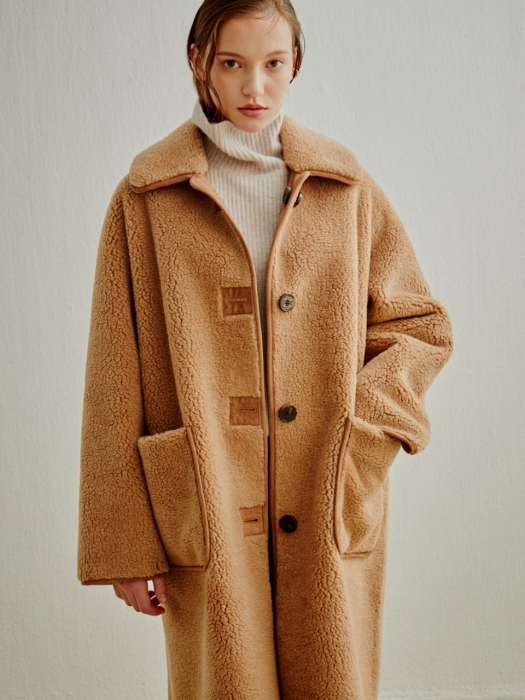 REVERSIBLE ECO FUR/SUEDE LONG COAT CAMEL (AEJU0F002CM)