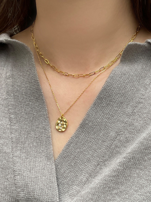 (3SET)vintage star coin necklace+chainchoker+vintage square necklace
