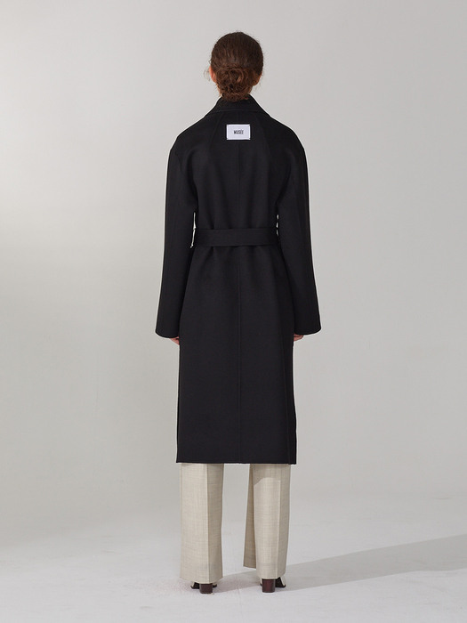 REINE Cashmere Blend Reversible Coat_Deep Black