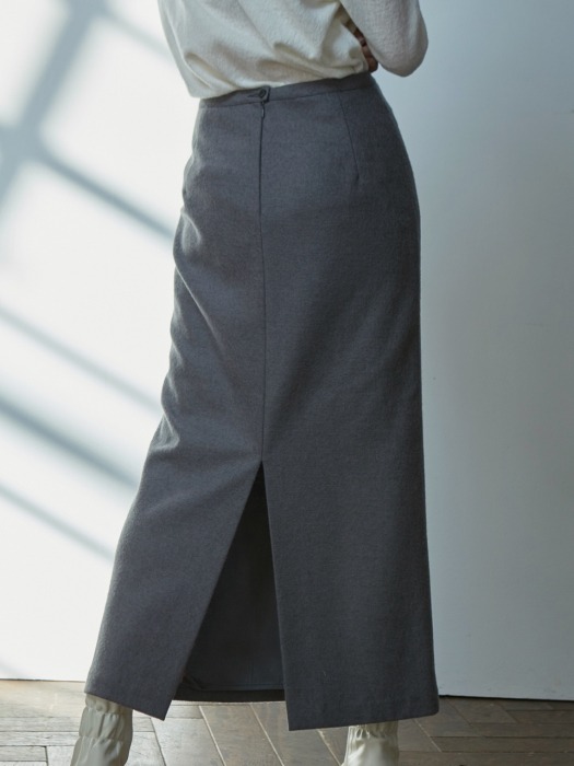 [리퍼브] back slit winter skirt _ grey