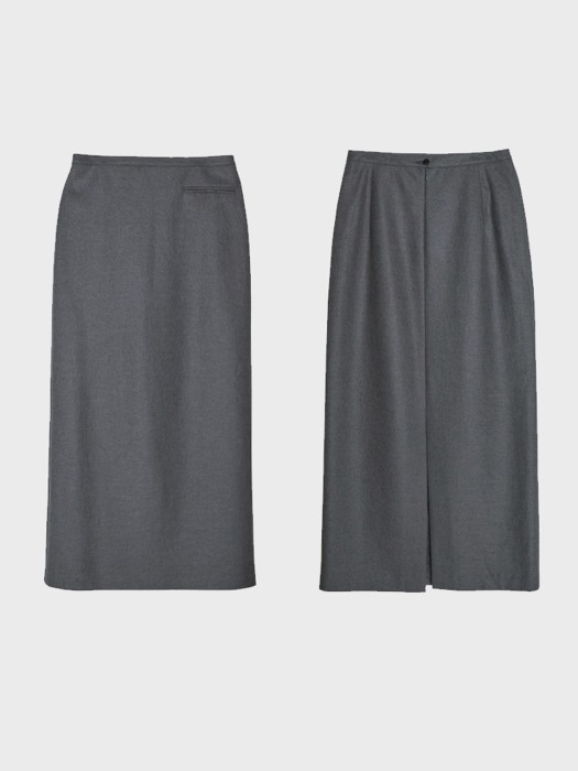 [리퍼브] back slit winter skirt _ grey