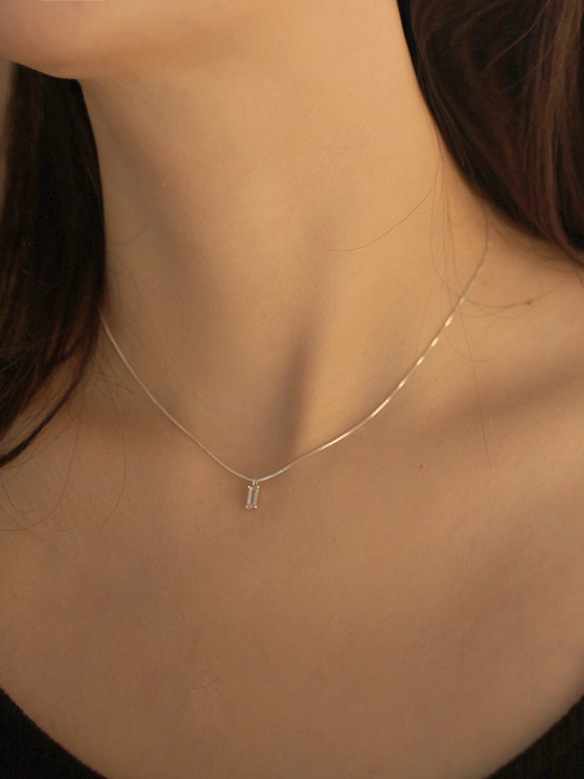 [Silver925] LU142 Square cubic pendant necklace