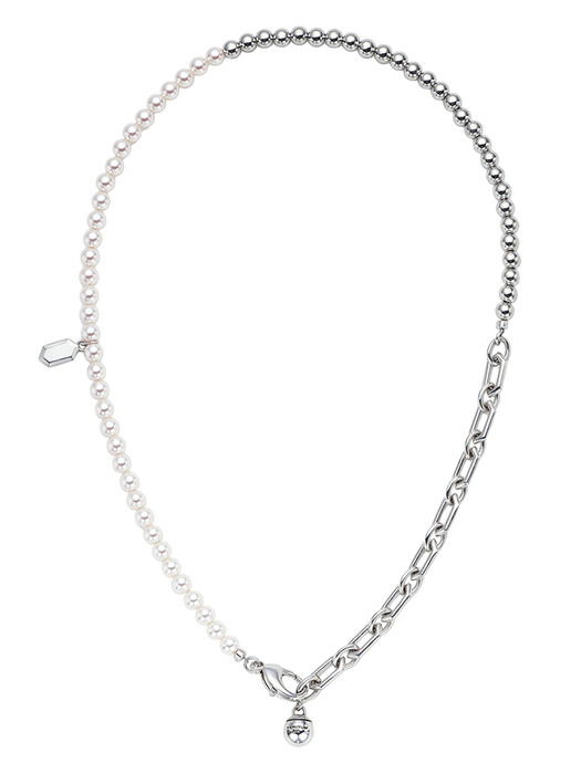 V Pearl Mix Chain Necklace_CVN00620